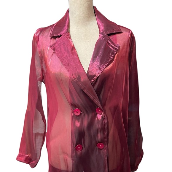 NWT Anthropologie‎ Femme Sheer Trench Coat Duster Unique Dopamine Dressing - Picture 11 of 13